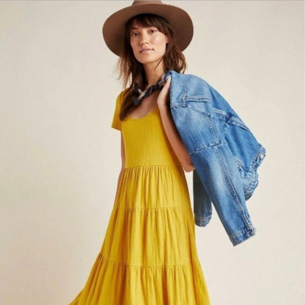 Anthropologie Yellow Maxi Dress
